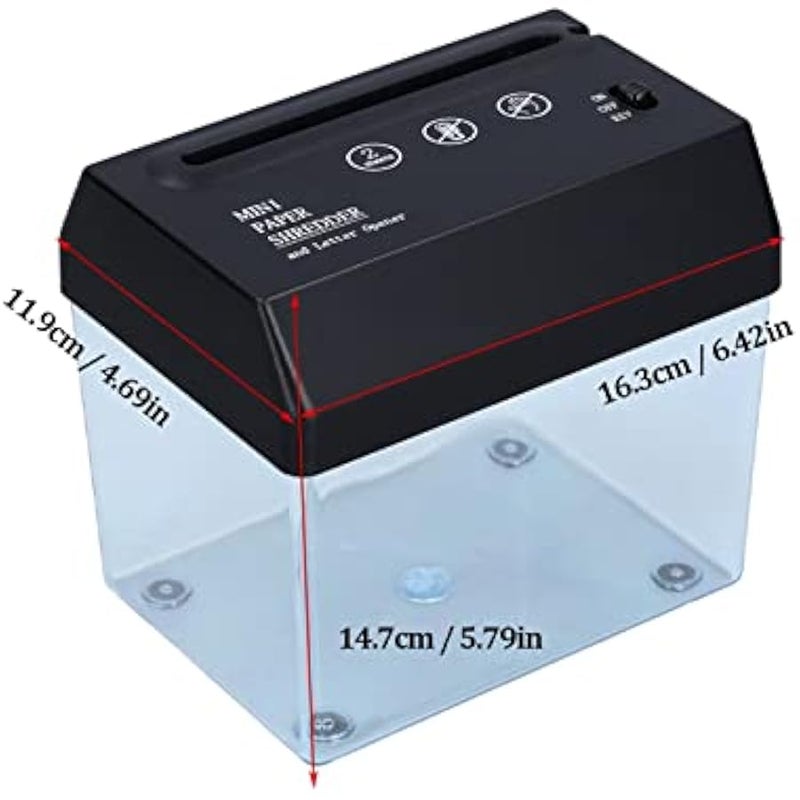 A6 Mini Paper Shredder ABS Portable Electric Shredder USB/Battery Powered Paper Cutting Machine for A6 Paper,Bills,Receipts,for Home,Office（6.42 x 4.69 x 5.79in ） - Image 2